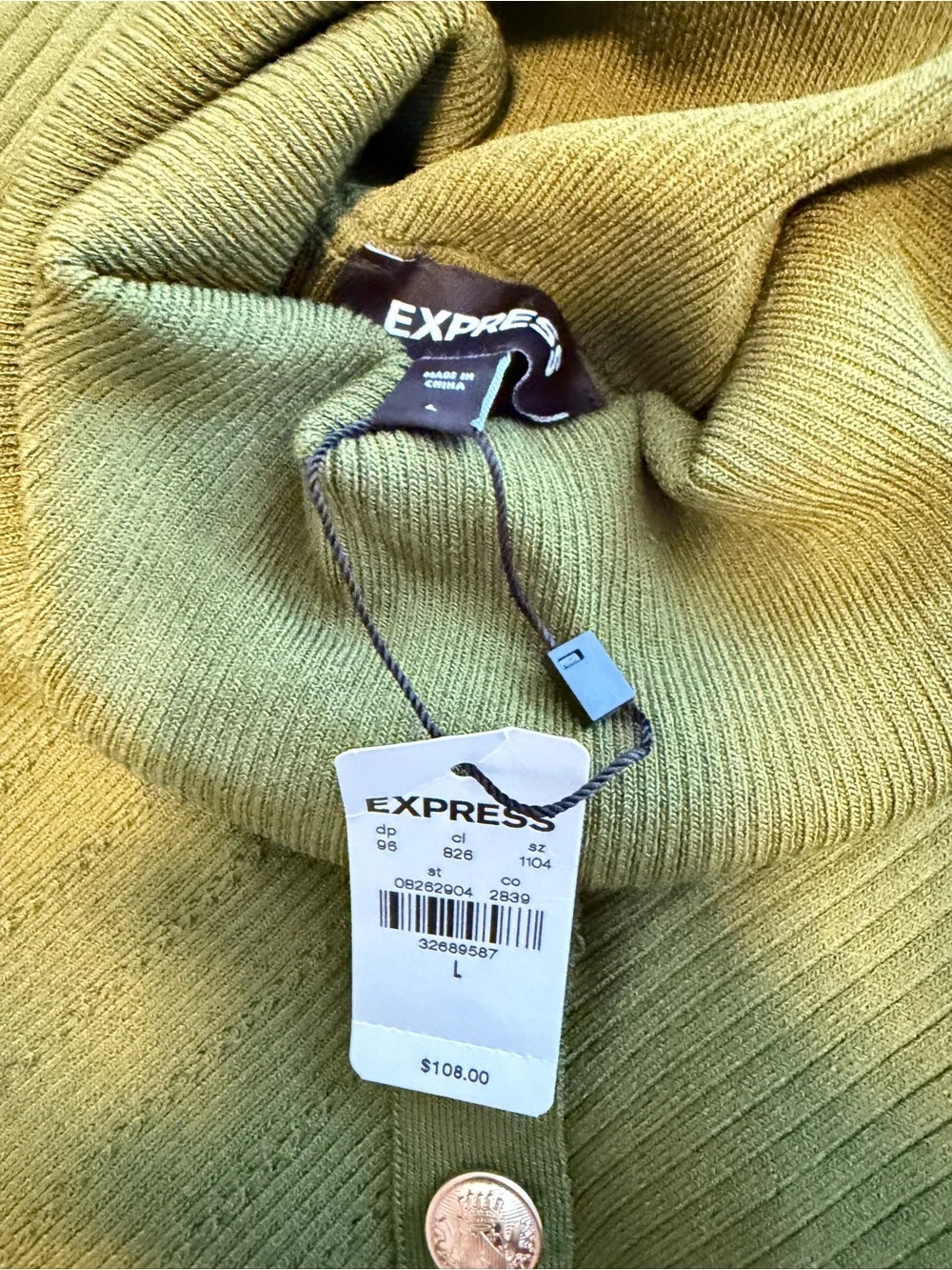Express Rich Olive Green Two-Piece Knit Turtleneck Set